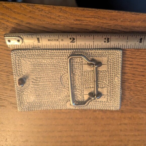 Vintage Worked Copper Silver‎ Metal Belt Buckle Engraved Western Boho Unisex main image 7